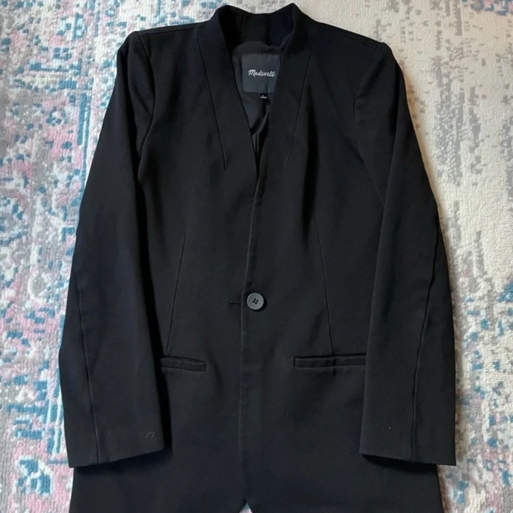 Madewell Black Women's Notchless Single-Button Blazer